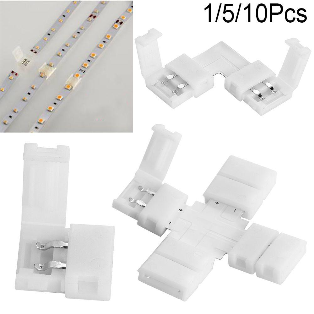 1/5/10Pcs New Clip-on Coupler Solderless 2Pin PCB LED Strip Connector 8mm 10mm