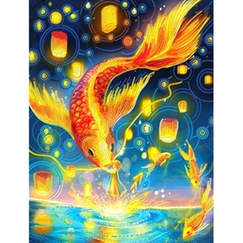 Алмазная картина «Рыба», Алмазная вышивка, полная дрель, квадратное изображение животного из стразов, настенное искусство, подарок ручной работы