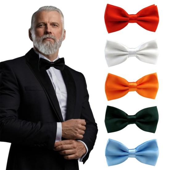 Men Bow Tie Detachable Design Adjustable Fit Solid Color Formal Bow Tie