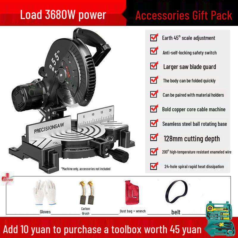 Высокоточная алюминиевая торцовочная пила 10 дюймов, 45º Многофункциональная режущая машина