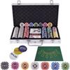 Casino Set with BJ 300 Casino Numbered Poker Chip Set with Playing 3 Dealer Casino Casino Silver Case of Mat, Chips, Set, Cards, Buttons, Game, Set,