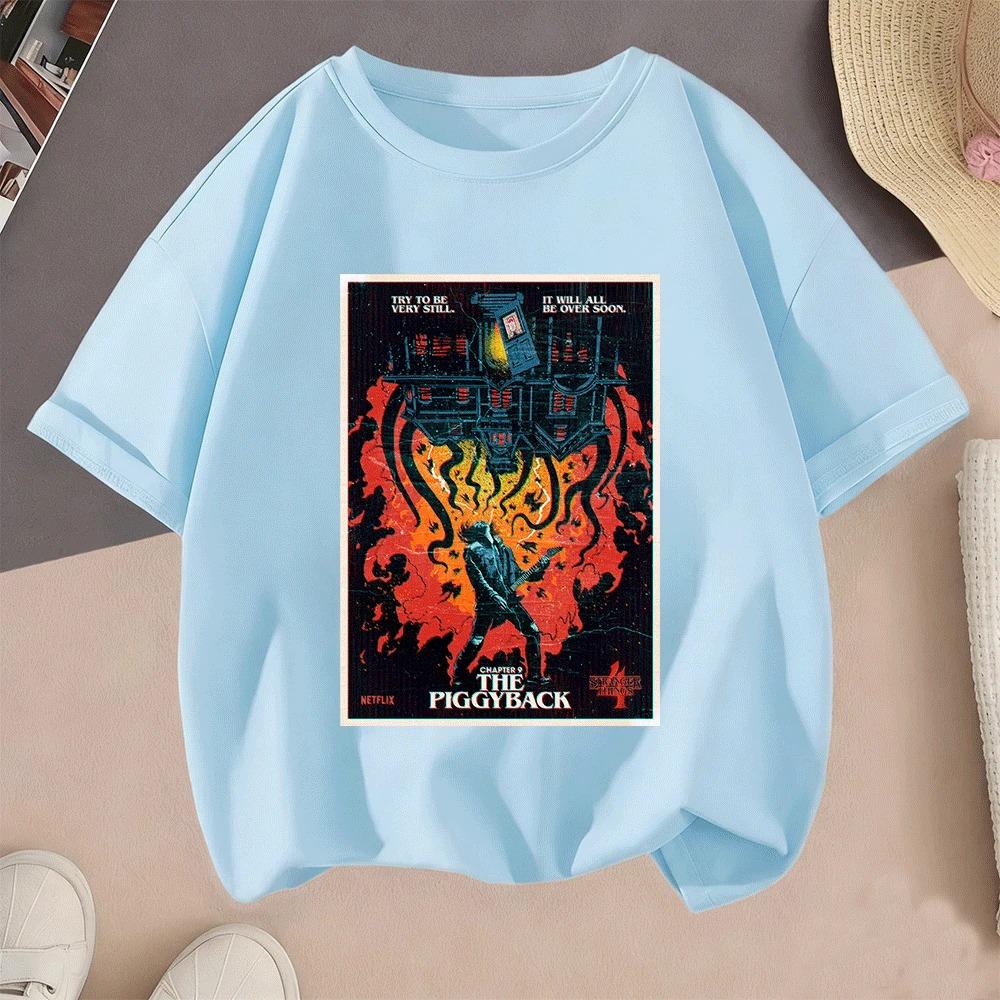Горячая Распродажа 2026 Stranger Things 2D Печатная Повседневная Летняя Футболка с Коротким Рукавом для Подростков Детей Мальчиков