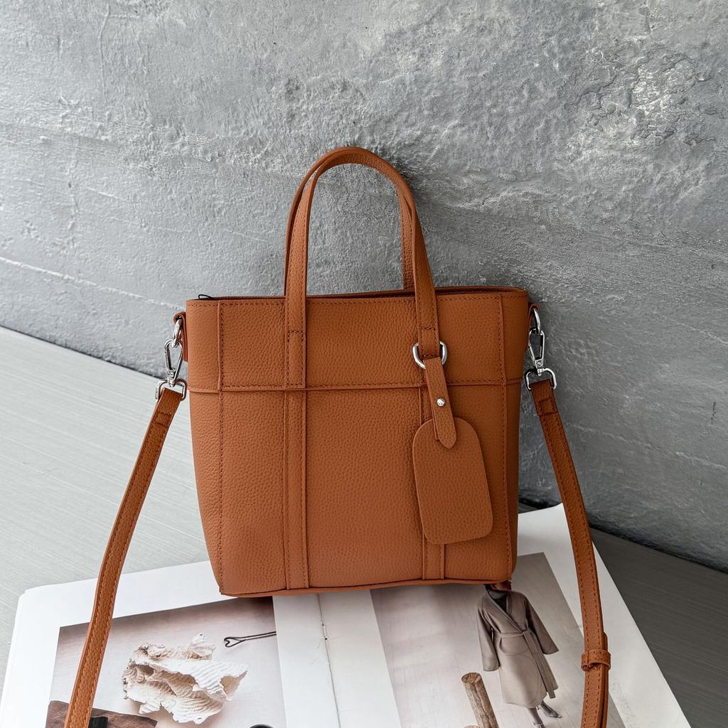 Сумка из коровьей кожи, популярная модная однотонная женская сумка через плечо, практичная переносная корзина для овощей, простая женская сумка