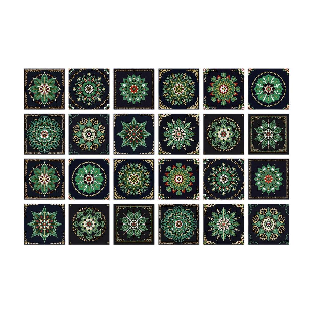 Европейская Хрустальная Мандала 24 Штуки Самоклеящаяся Наклейка на Стену, Водонепроницаемая Наклейка на Плитку для Кухни Спальни ПВХ Обои