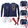 22 W/orld Cup France Home Long Sleeve Adult Children's Size Jerseys