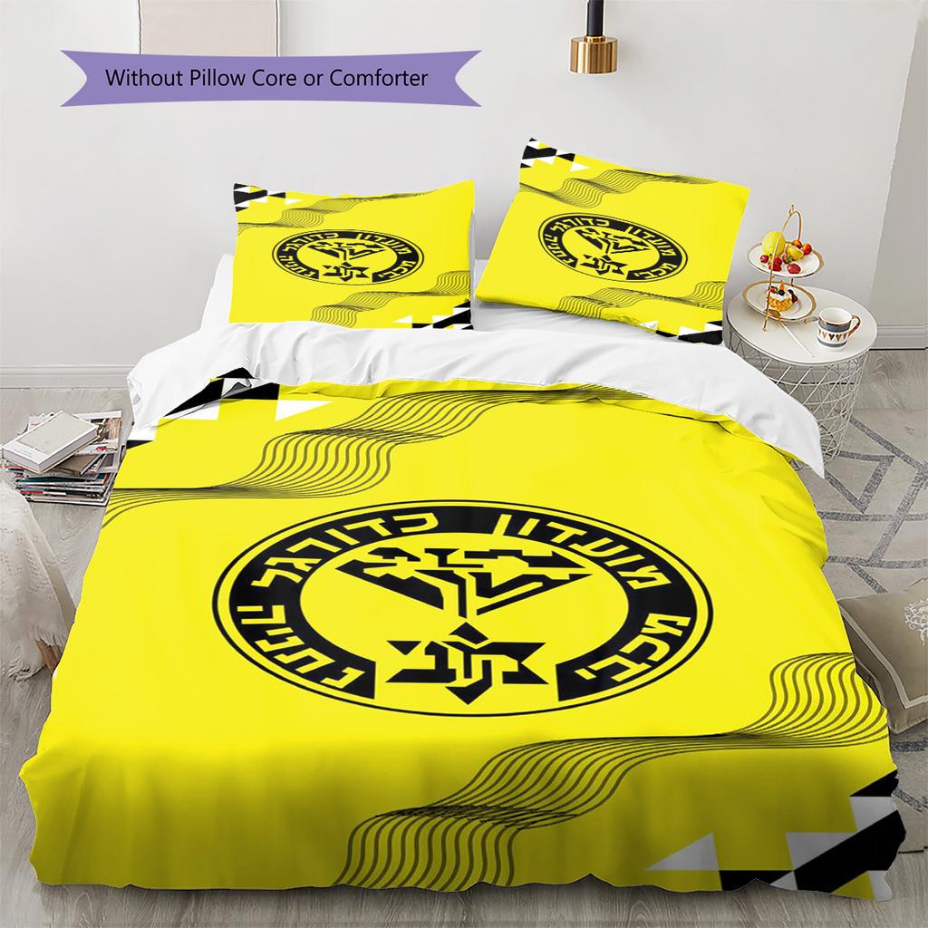Maccabi Netanya FC Pattern Bedding Set Quilt Cover Pillowcase Home Decor Gift (1 * duvet cover + 2 * pillowcase, without core)