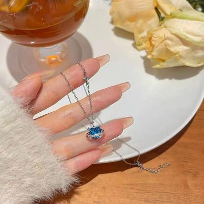 Ожерелье Blue Love, женское, легкое, роскошное, нишевое, дизайн, цепочка на ключицу Sense Sea Blue Heart