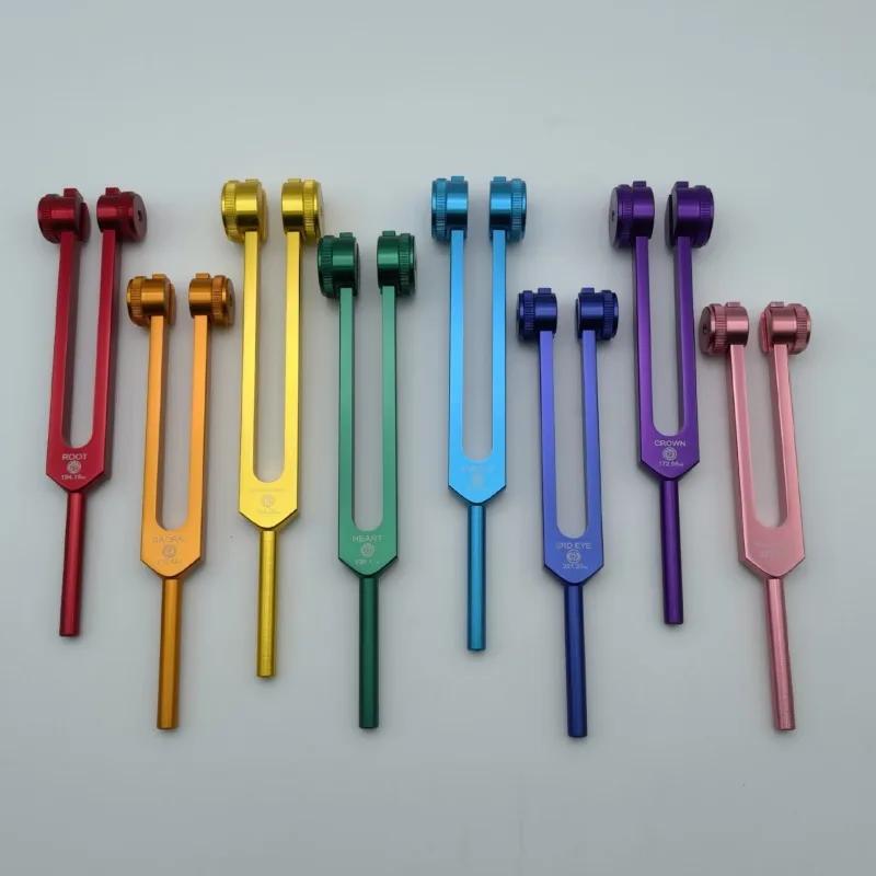 Aluminum Alloy Tuning Forks Medical Eight Colored Set Healing Tuning Fork Diapason Therapy Musical Instruments Yoga Meditation Accessory