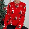 Autumn and Winter Women's Sweater Christmas Day Pullover Sweater Round Neck Loose Knit Sweater