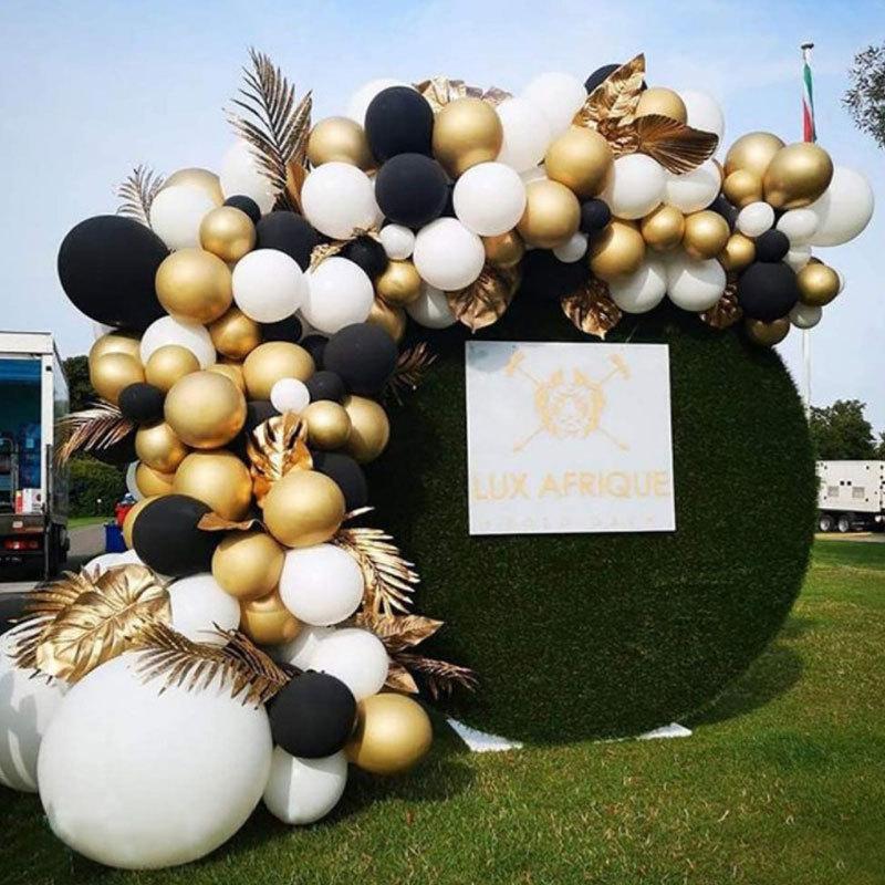Черный Золотой Белый Воздушный Шар Набор Украшения Дома Свадебный Фон Стена День Рождения Воздушный Шар