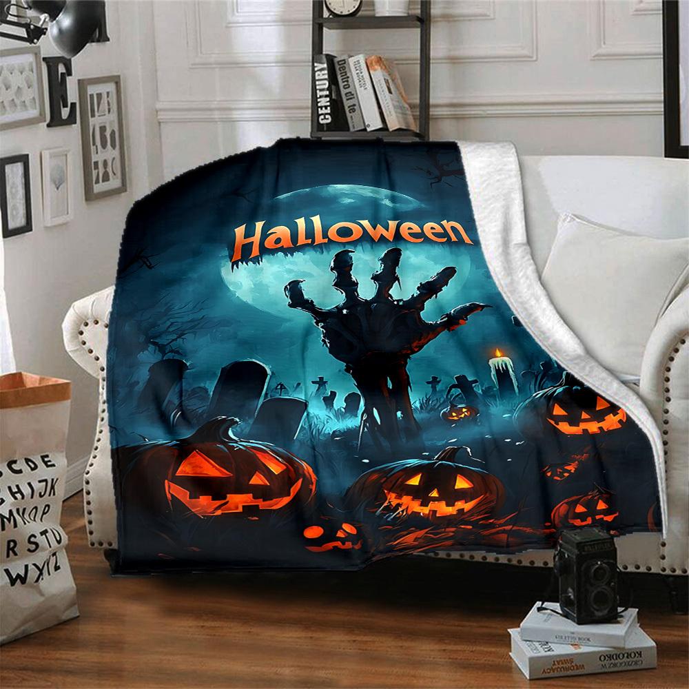 1pc Halloween Decorations Blanket Lightweight Blanket Throw Blanket For Sofa, Bed, Travel, Camping, Livingroom, Office yy251010041