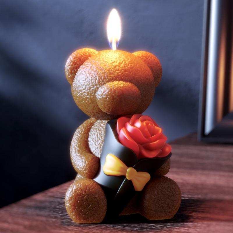 Rose Bunnies Bear Silicone Molds for Making Candle Soap Chocolate Candy Cake Fondant Decoration Gypsum Silicone Molds