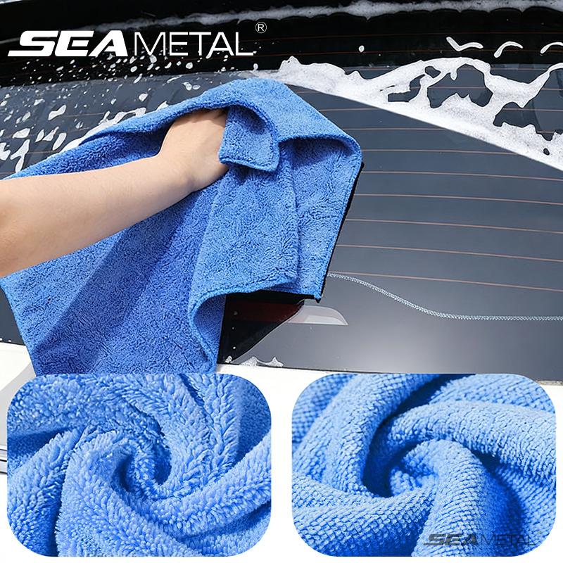 SEAMETAL 350 г/м² Микрофибровая Автомобильная Моющая Тряпка Высокой Плотности Впитывающая Чистящая Тряпка Для Детейлинга Автомобиля Стекло Окна Без Царапин Моющая Тряпка