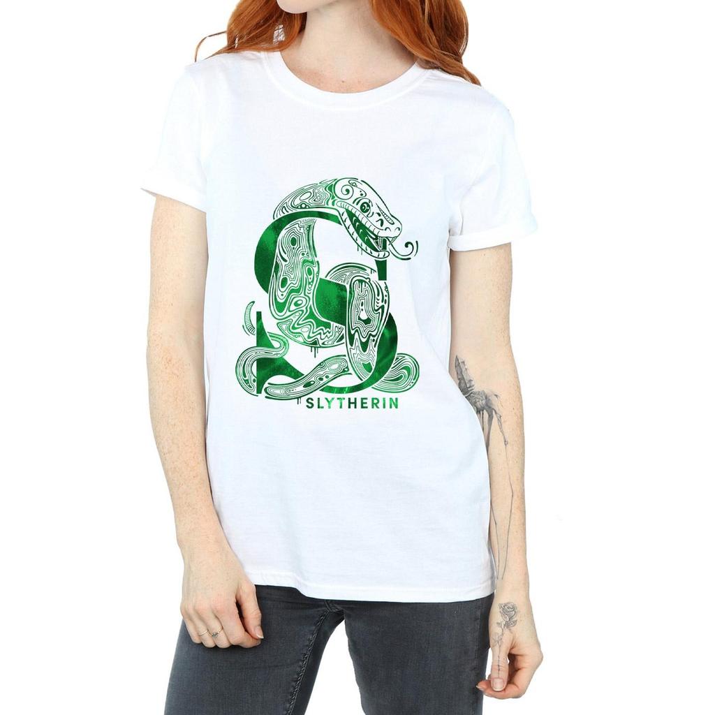 Harry Potter Womens/Ladies Slytherin Snake Cotton Boyfriend T-Shirt