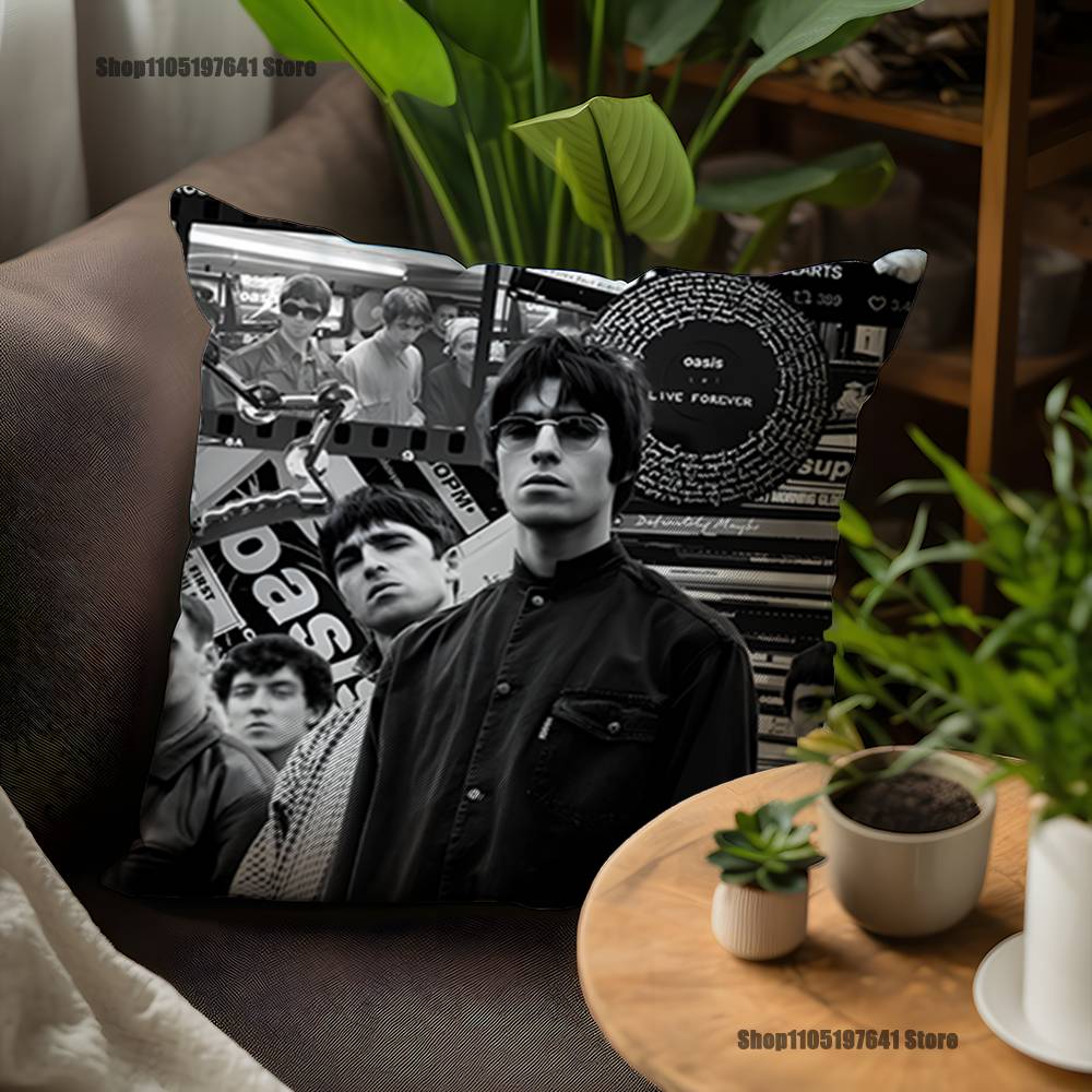 O-Oasis Band Pillow Case For Sofa Decor Car Office Room Printing Cushion Cover Decorations and Protector