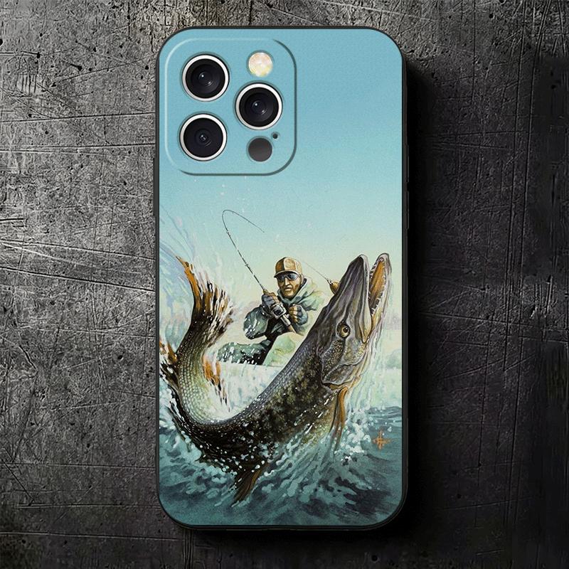 Чехол для телефона Мягкий чехол с рисунком Охота Рыбалка Мужчина для iPhone 16 16E 17 Air 15 Pro Max 14 Plus 13 Mini 11 12 7 Черная задняя крышка