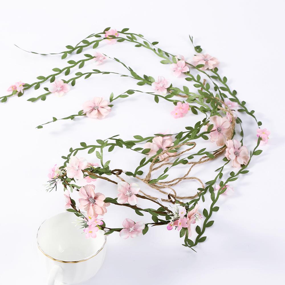 Women Girls Vine Flower Rattan Headband Bride Flower Crown Hairband Hair Accessories Wedding Party Spring Wreath Headwear 2025