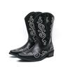 Fashion Embroidered Men's High Boots Autumn Black Cowboy Boots For Men National Style Western Men Boots Plus Size 46 Botas Altas