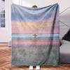 Surfer Walking On Beach At Sunset Greeting Card - Themed Blanket - Comfortable Flannel Fabric Hypoallergenic Suitable for All Seas