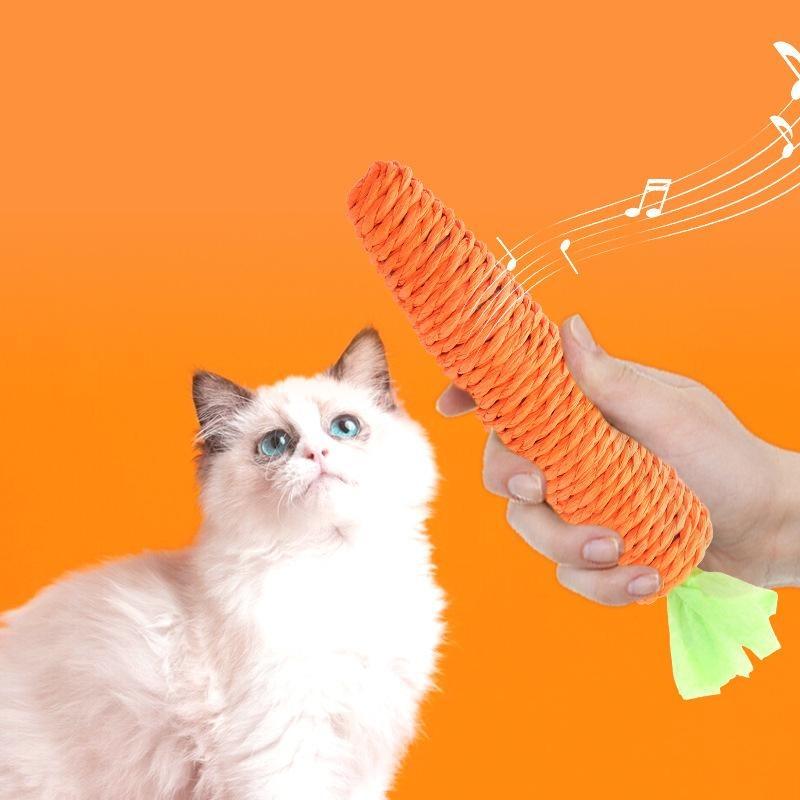 Carrot Pet Cat Toy Paper Rope Chew Toys Built-in Bell Small Animals Cute Pet Toys