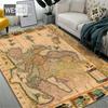Retro Map Carpet Large Living Room Rug Bedroom Furniture Floor Mat Vintage Decoration Home Flannel Rug Washable Hall Carpet