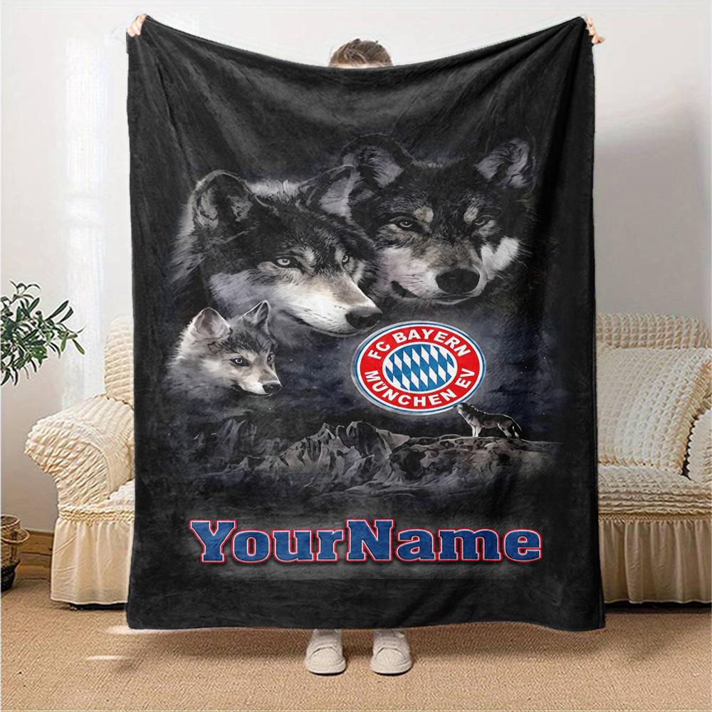 Bayern Munich Customize Text Blanket Multi-purpose Customizable Blanket Ultra-Soft Throw For Chair Picnics Nap Seaside for All Occasions