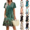 Women's Dress Casual V Neck Wedding Guest Dress Short Sleeve Fashion Beach Vacation Clothing