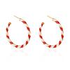 New Year Minimalist Colorful Hoop Earring for Women Classic Red Green Twist Round Circle Earring Christmas Festival Jewelry Gift