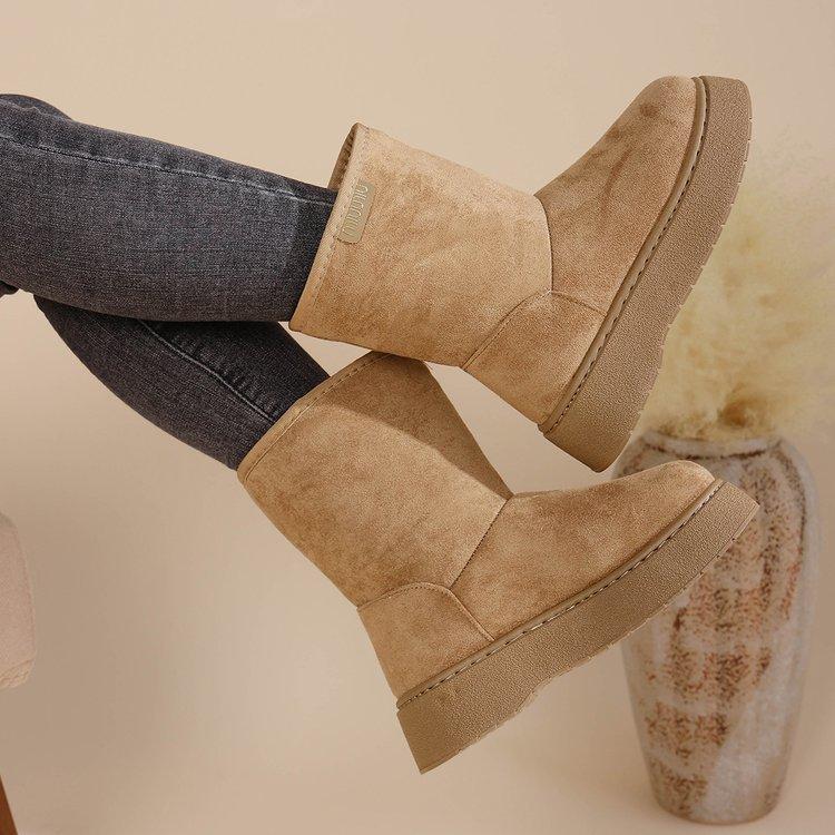 Женские зимние теплые меховые ботинки большого размера на толстой подошве, утепленные подкладкой, ботильоны, нескользящие походные спортивные хлопковые ботинки