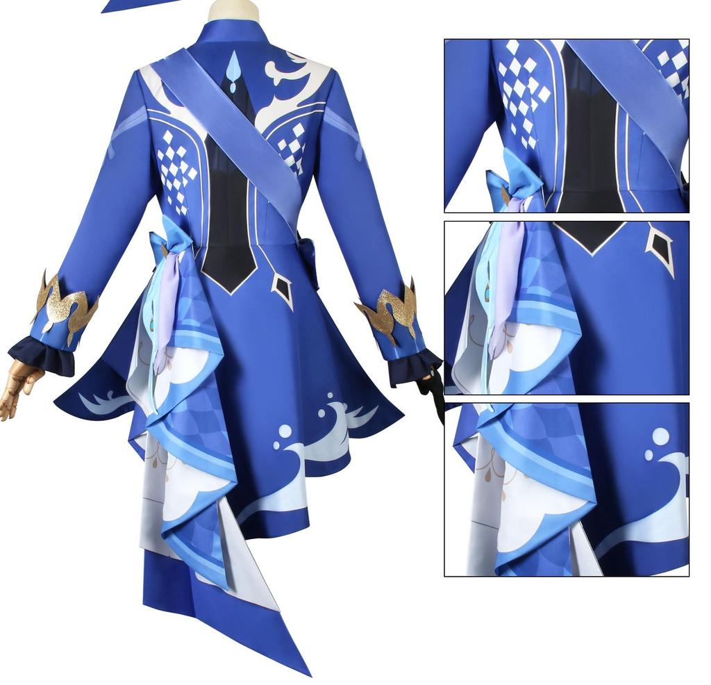 Genshin Косплей Focalorus Freena Fuwa Rakusai Парик Включен Маскарад Полный Комплект Взрослый Костюм Культурный Фестиваль Костюм Косплей Унисекс (Фокалорус, XL)