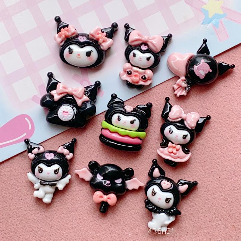 10 Pcs New Kawaii Cartoon Girl Hamburg Telephone Resin Flat Back Scrapbook Figurine Diy Bow Decor Accessories Crafts A2