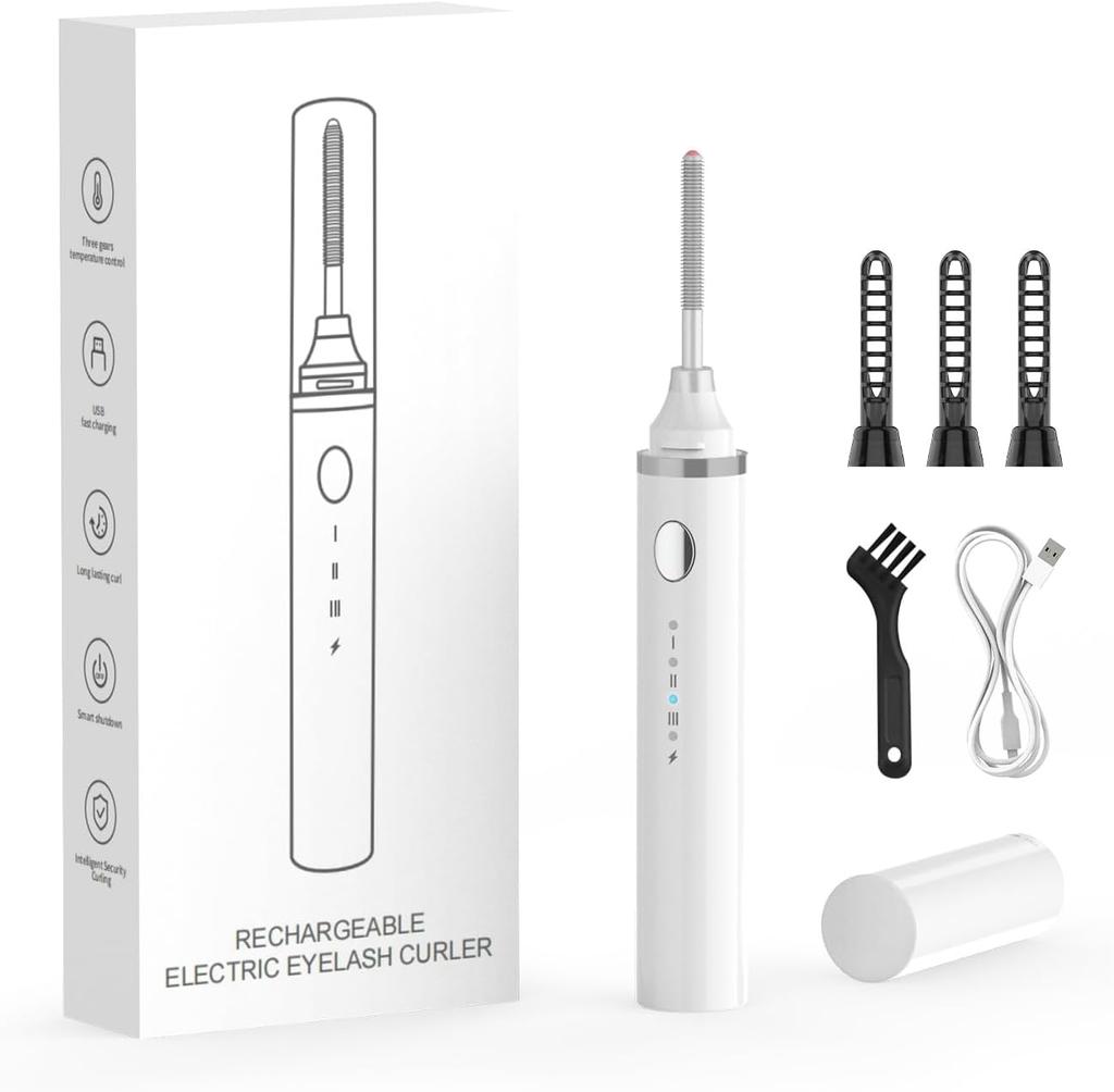 Подогреваемые щипцы для завивки ресниц, новинка 2024 года, 360° нагреваемая щеточка для ресниц, перезаряжаемая, с 3 температурами и 5-секундным быстрым нагревом, 3-в-1 для глаз