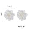 Elegant Women Girl Inlay Beads Simulated Pearl Stud Earrings Camellia Big White Flower