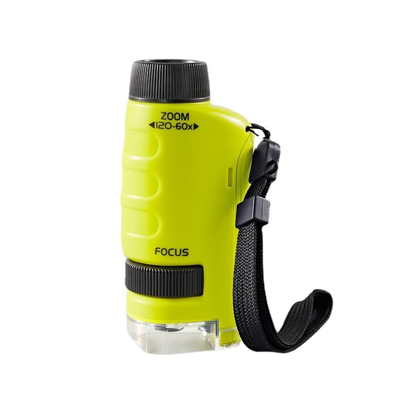 Детский научный микроскоп, игрушечный комплект, 60-120x, образовательный мини-карманный ручной микроскоп со светодиодной подсветкой, уличная детская игрушка на ножке