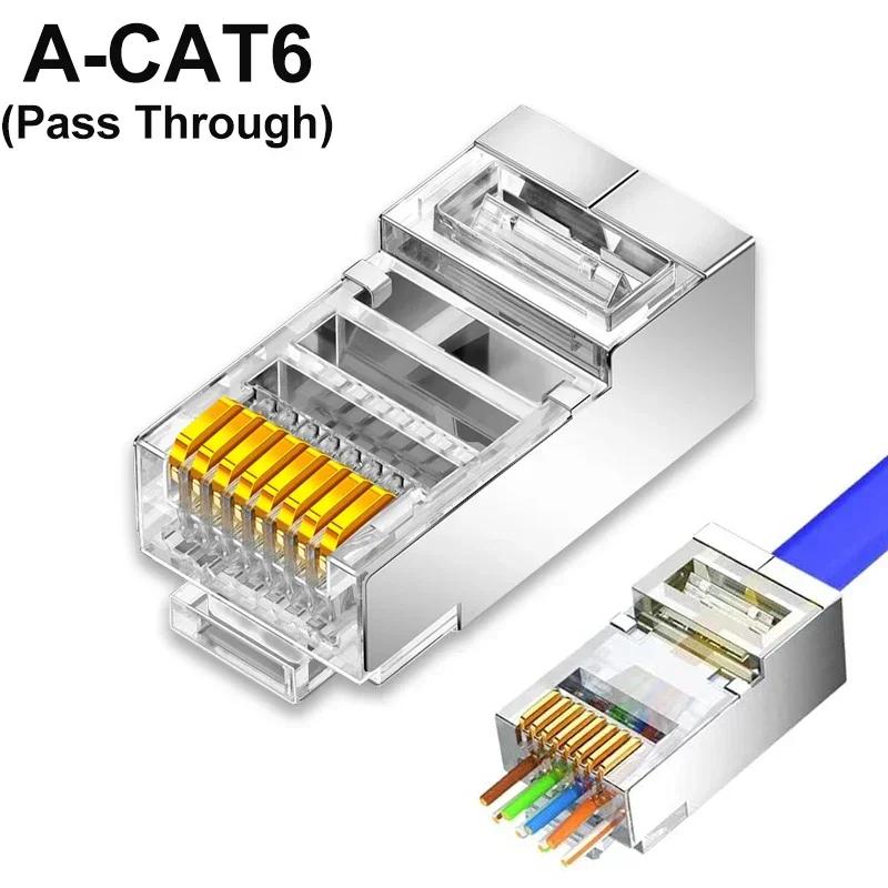 1/10/30 шт. Проходные разъемы RJ45 Cat7/Cat6/Cat5 экранированные Кристаллический конец Позолоченный 8P8C Обжимной UTP Ethernet Модульный штекер
