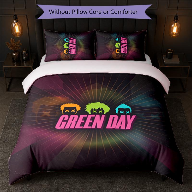 Green Day Print 3Pcs Bedding Set Duvet Cover With Two Pillowcases Soft Bed Linen For Household Bedroom