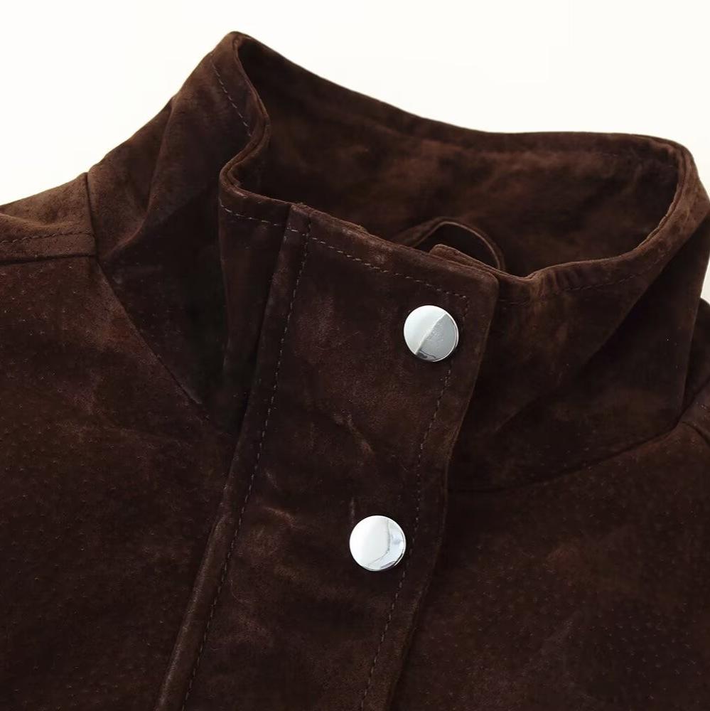 European and American style, new women's clothing, fashionable pockets with anti-velvet bomber jacket