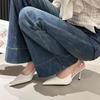 Fashion Shiny High Heels Slingback Silver Women Pumps Metallic Crystal Sandals Pointy Toe Stiletto Heeled Shoes Party Dress Shoes Woman