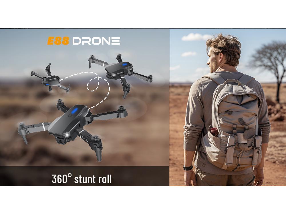 Дрон E88PRO 2025 с двойной камерой: Квадрокоптер фиксированной высоты с дистанционным управлением для аэрофотосъемки