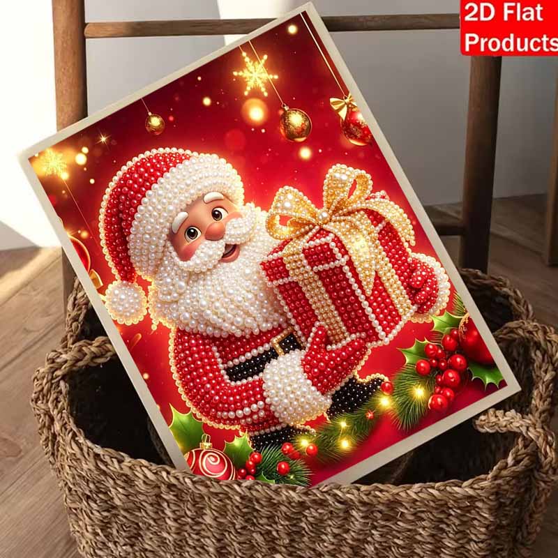 Christmas pearl painting art painting kit Santa Claus holding gift handmade diy home decoration painting