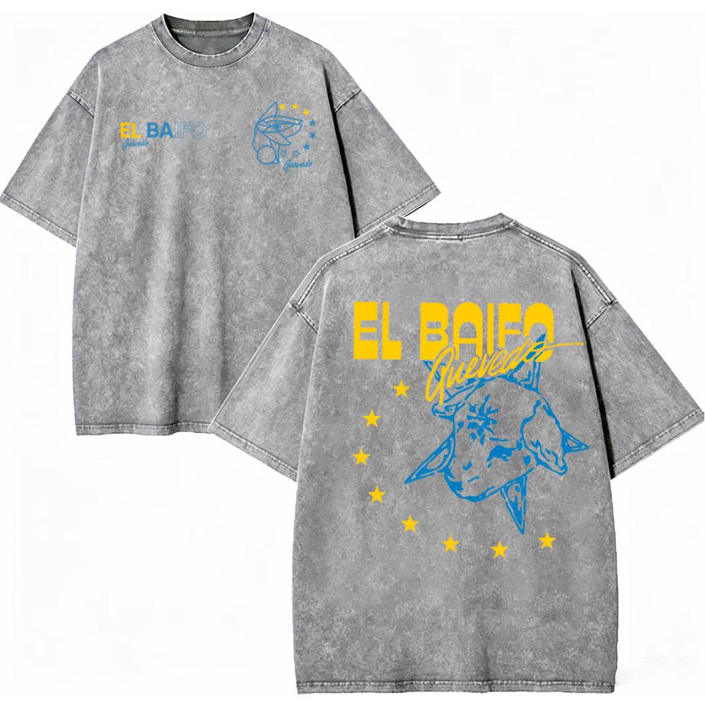 Vintage Washed Quevedo El Baifo Album Merch Tshirt 2026 Fashion Hip Hop Short Sleeve Tshirts Men Women Casual Cotton T Shirts