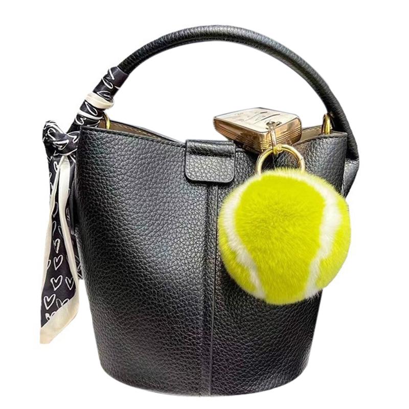 Милый теннисный брелок из натурального меха кролика, теннисная машинка, плюшевый мяч, рюкзак, сумка, подвесные украшения, подарок для девочки