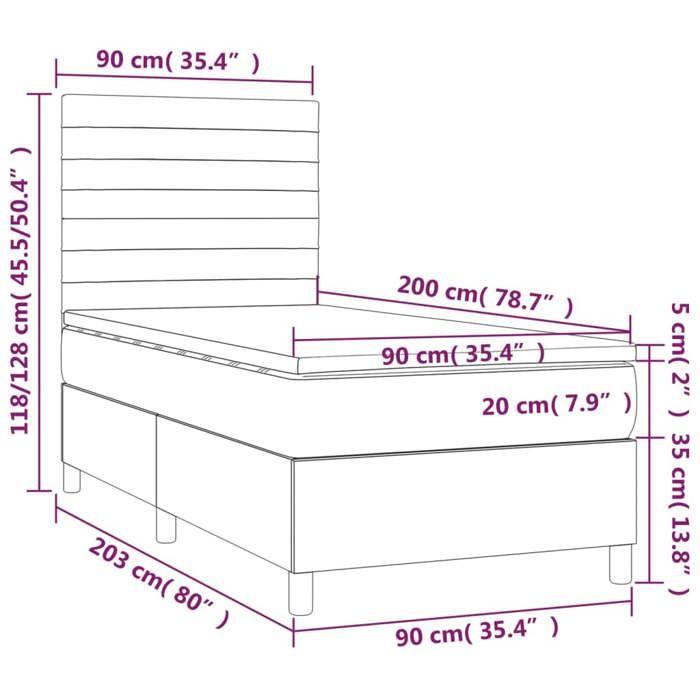 VidaXL Slat Bed Base with Mattress and LED, Upholstered Bed, Single Bed, Adult Bed for Interior Bedroom, 3135491