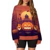 Женский повседневный пуловер с принтом на Хэллоуин, рубашка с длинным рукавом, толстовка большого размера