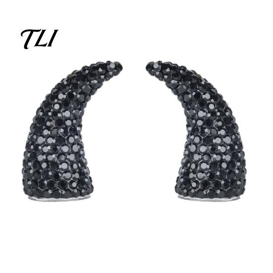 Unique Gift for Gothic Fashion Lovers 1 Pair Rhinestone Devil Horns, Car Dashboard Decor, Faux Crystal Sparkling Demon Hair Adjustable Horns