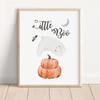 Halloween Nursery Poster Pumpkin Trick or Treat Art Print Cute Little Ghost Boo Canvas Painting Wall Picture Baby Playroom Decor