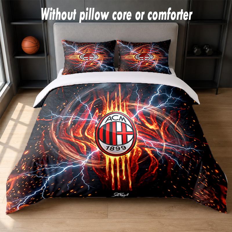 AC Milan Design Bed Bedding Set 1 Duvet Cover + 2 Pillowcases Soft Breathable Household Bed Linens