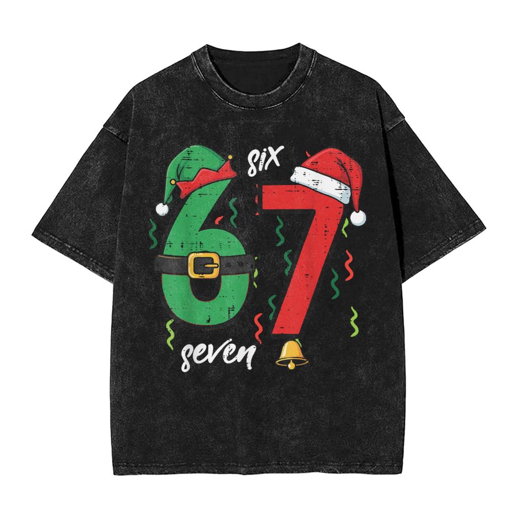 67 Christmas Funny 6 7 Meme Six Seven Xmas Tshirt Harajuku T Shirts Short Sleeve Tops Summer Cotton O Neck Big Size Clothing