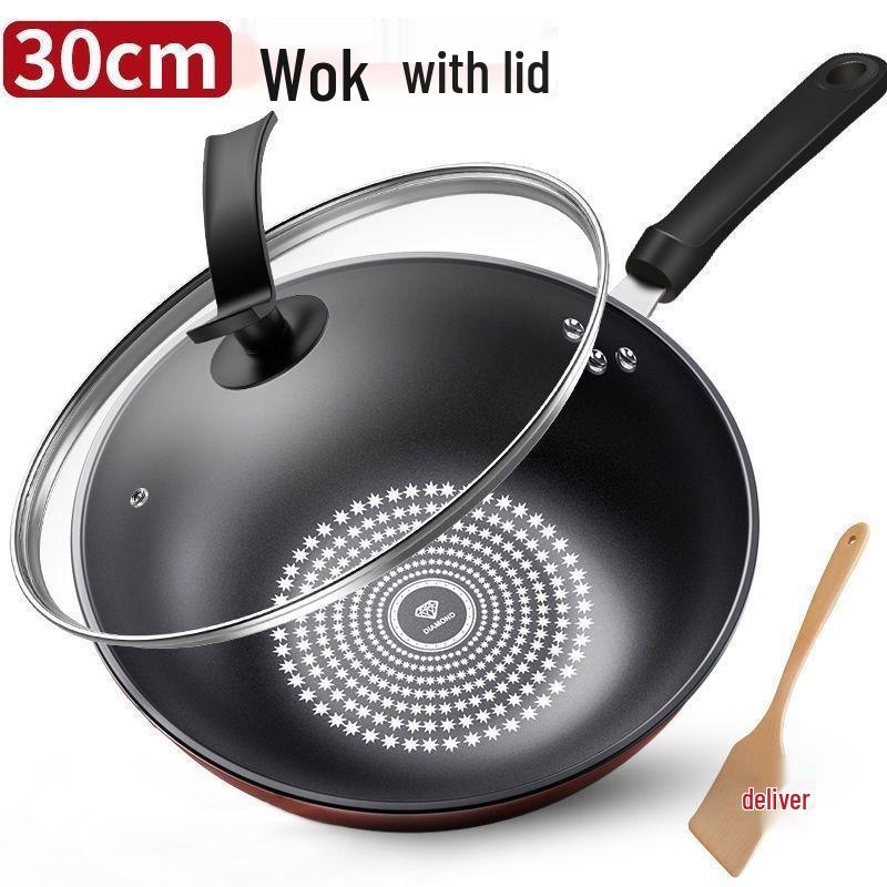 Непригораемый вок из немецкого хрусталя: Сковорода вок с плоским дном без дыма для индукционных и газовых плит.