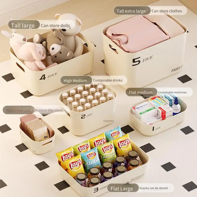 Dustproof Stackable Storage Box With Lid Multi-Purpose Bin For Cosmetics Clothing Grocery Snacks Toy Household Storage Tools